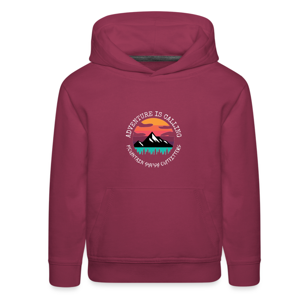 Adventure is Calling Kids Hoodie - burgundy