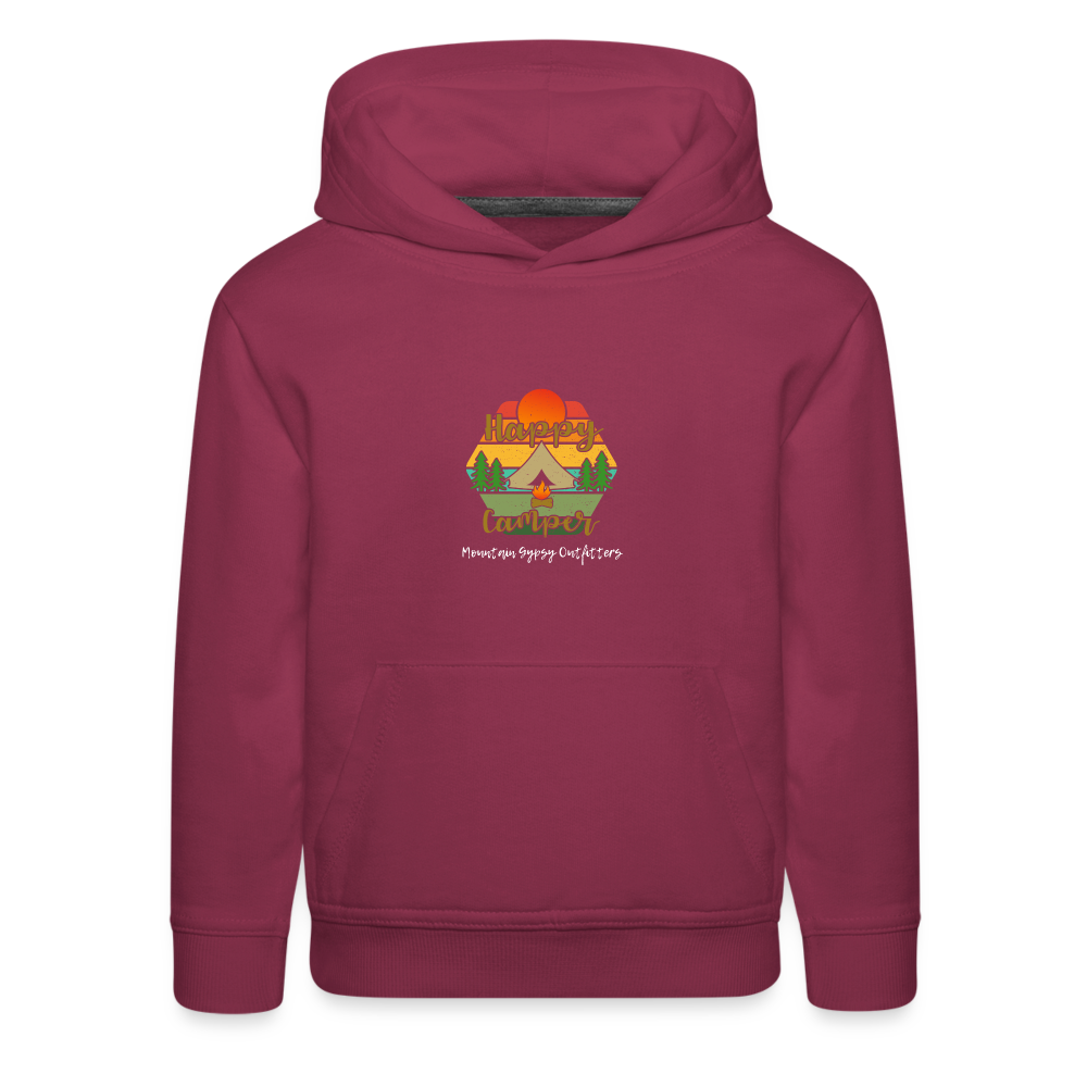 Happy Camper Kids Hoodie - burgundy