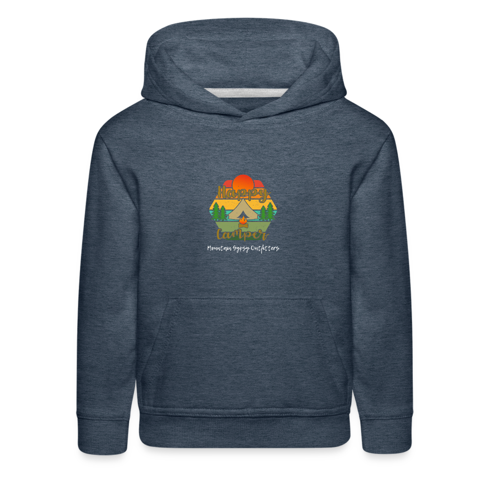 Happy Camper Kids Hoodie - heather denim