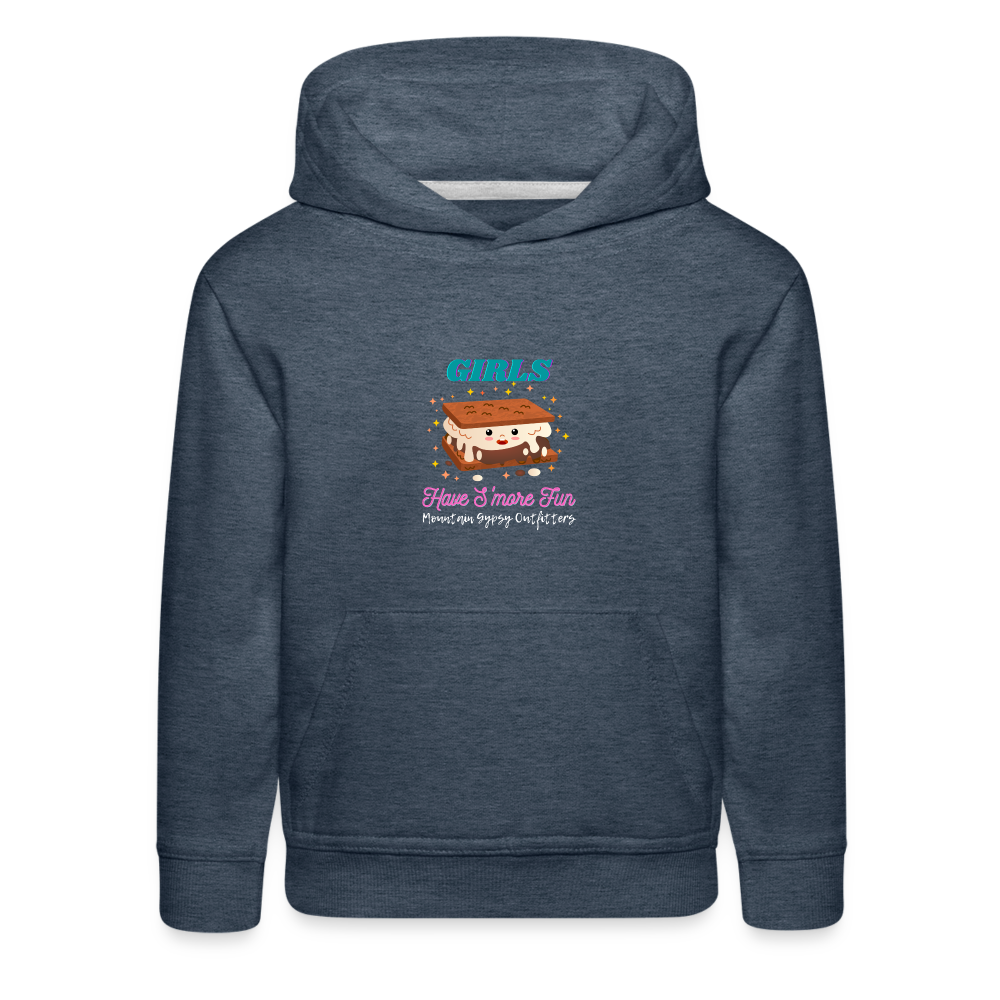 Girls Have S'more Fun Kids Hoodie - heather denim