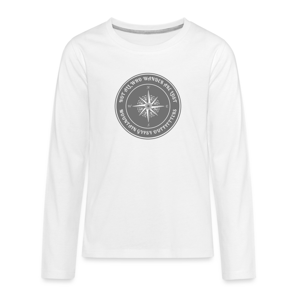 Not All Who Wander Kids Long Sleeve - white