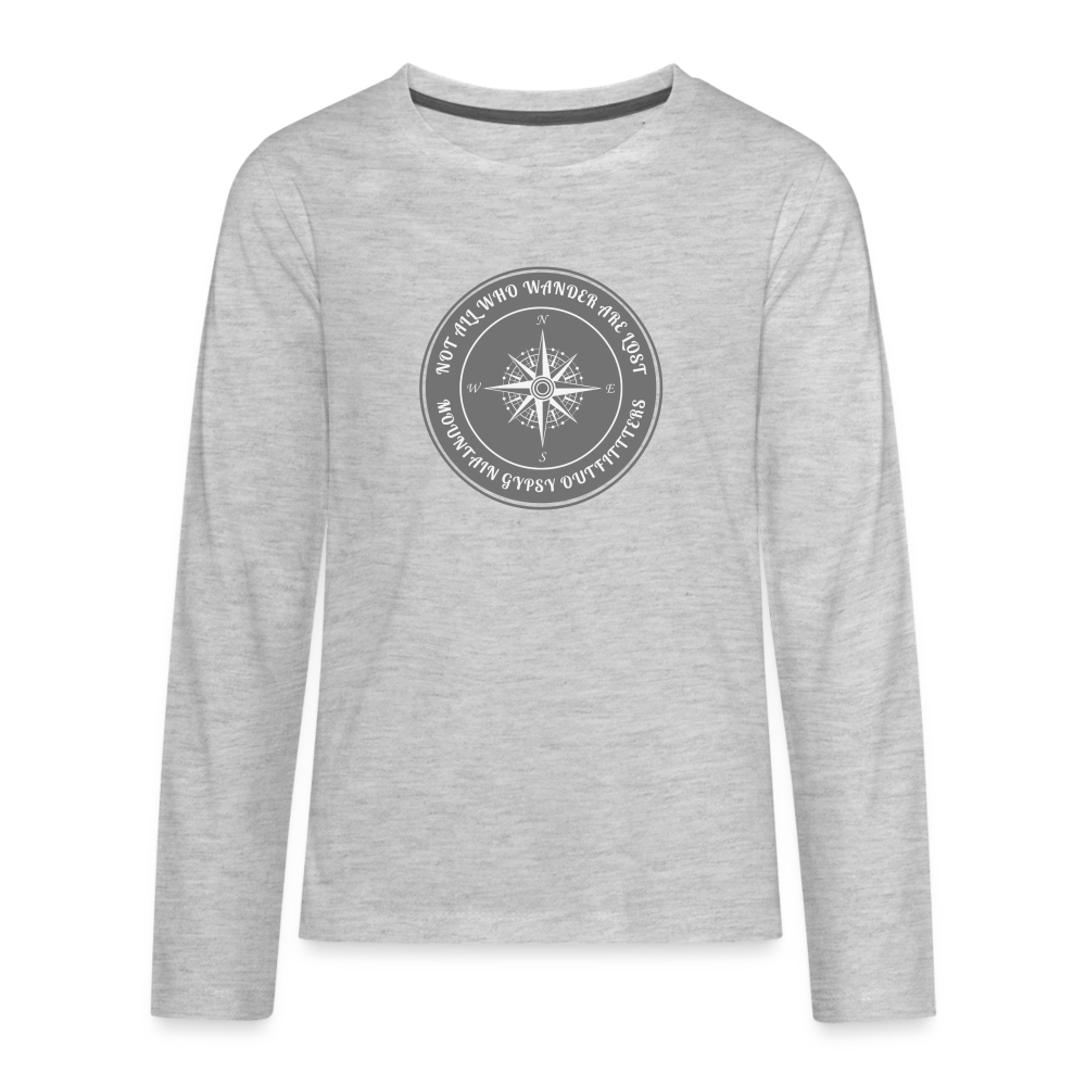 Not All Who Wander Kids Long Sleeve - heather gray