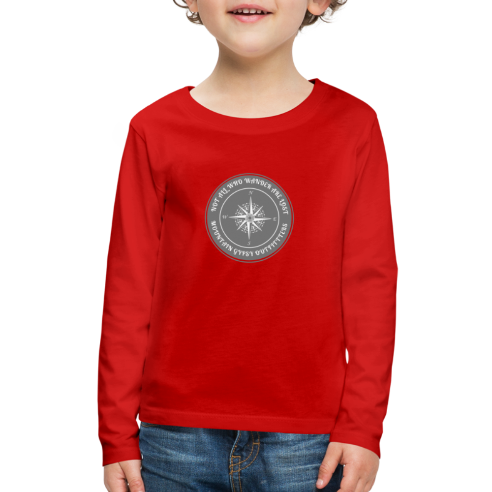 Not All Who Wander Kids Long Sleeve - red