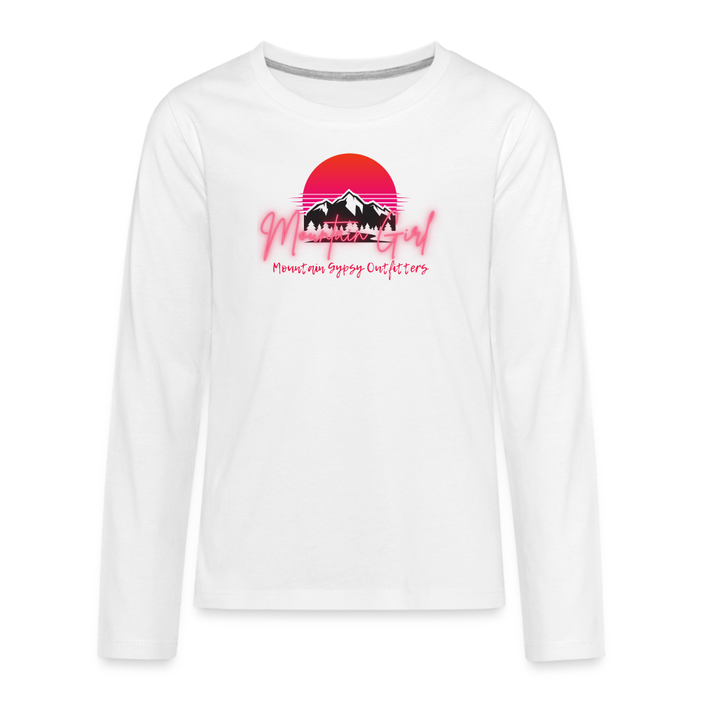 Mountain Girl Kids Long Sleeve - white