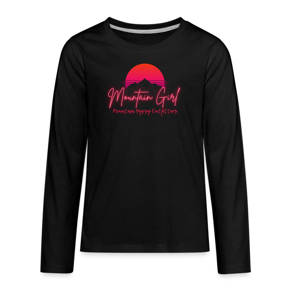 Mountain Girl Kids Long Sleeve - black