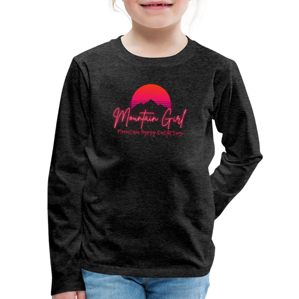 Mountain Girl Kids Long Sleeve - charcoal grey